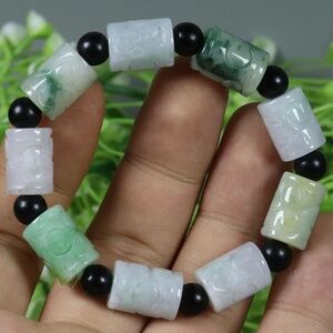 Certified Green 100% Natural A Jade Jadeite Moire Bangle Bracelet